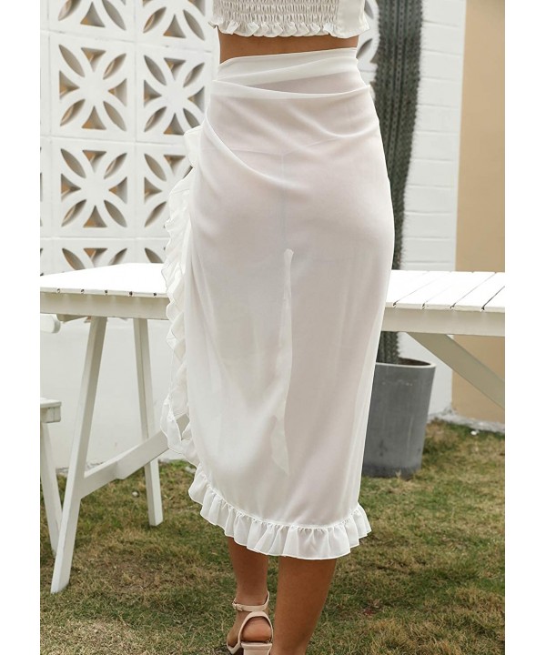 Women's Summer Casual Short Sleeve Split Maxi Dresses Floral Beach Cover Up - Y-white - CF194R8MN9E $17.73-Cover-Ups