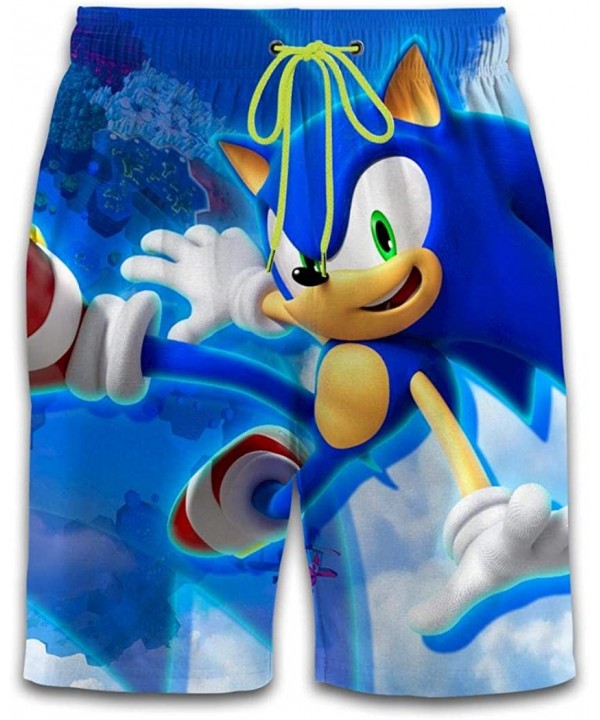 Blue Shadow Hedgehog Running Men's Summer Surf Swim Trunks Beach Shorts Pants Quick Dry Board Shorts with Pockets - Fantasy S...