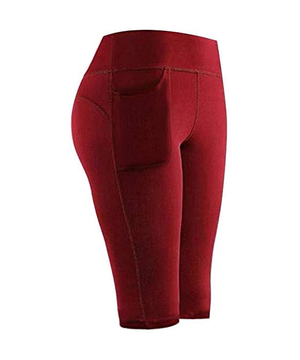 Women's Stretch Yoga Leggings Fitness Running Gym Sports Pocket Track Pants - J-wine - CI193YAN6D3 $9.63-Board Shorts