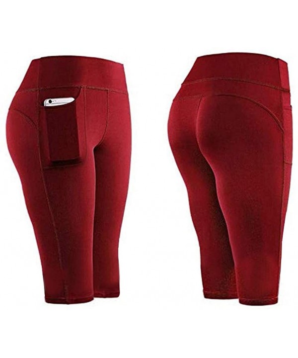 Women's Stretch Yoga Leggings Fitness Running Gym Sports Pocket Track Pants - J-wine - CI193YAN6D3 $9.63-Board Shorts