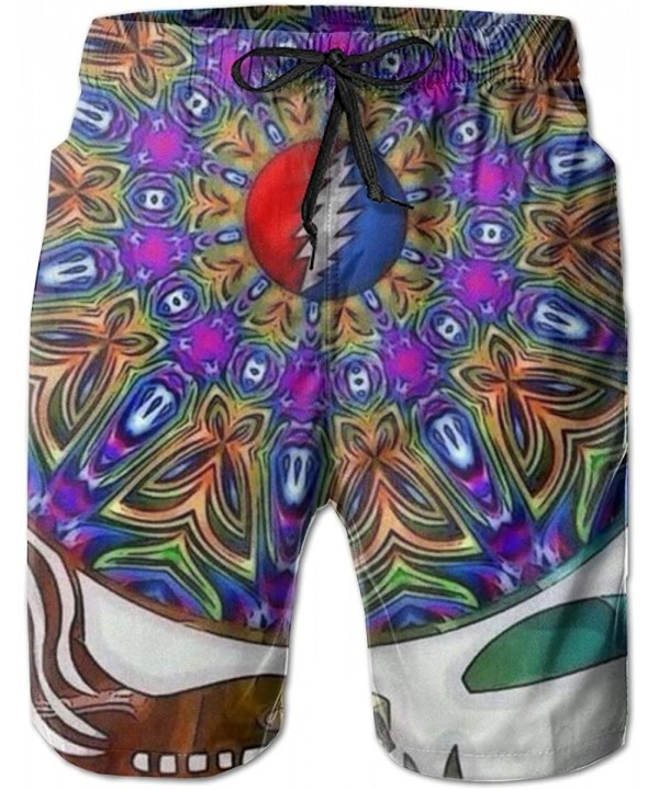 3D Printing Beach Shorts Keep On Truckin The Hippie Swim Trunks - Grateful Dead D - C9190SXN6GA $28.84-Board Shorts