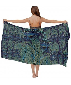 Women Chiffon Scarf Sunscreen Shawl Wrap Swimsuit Cover Up Beach Sarongs - Psychedelic Trippy Wisdom Old Man - CH19C4GU2E8 $1...