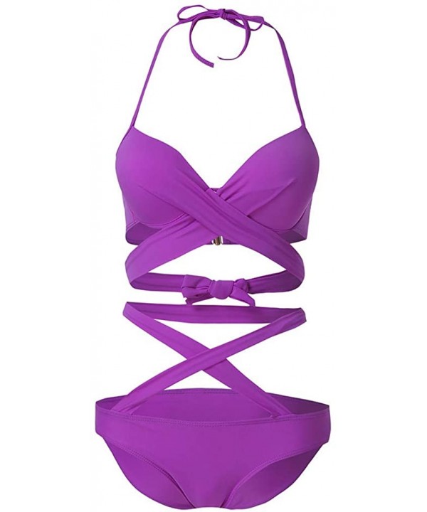 Women Sexy High Cut One Piece Swimsuit Funny Bathing Suit Monokini Swimwear - Purple - CY194UX9GNH $17.24-Racing