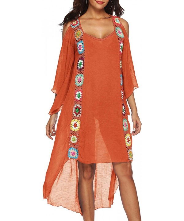 Women's Bathing Suits Kaftans Swimsuit Bikini Cover Ups Swimwear Chiffon Beach Maxi Dress - D Orange - CH18RHAYNM5 $22.55-Cov...