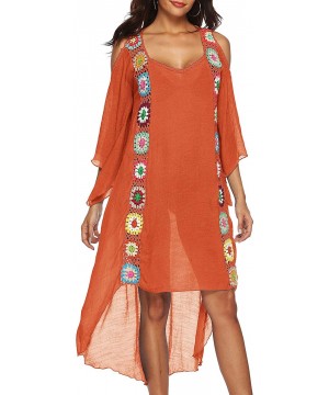 Women's Bathing Suits Kaftans Swimsuit Bikini Cover Ups Swimwear Chiffon Beach Maxi Dress - D Orange - CH18RHAYNM5 $22.55-Cov...