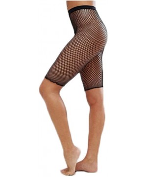 Womens Sexy Mesh See Through Fishnet Shorts Bikini Bottom Cover Ups Mid Length Short Pants Black - CC18HQND99M $8.65-Cover-Ups