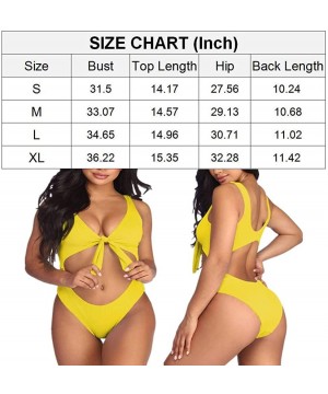 Womens V Neck Tie Knot Cut Out Open Back High Cut Rib One Piece Swimsuits - Army Green - CN18SY7LD2I $14.89-One-Pieces