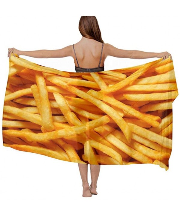 Women Girl Fashion Chiffon Scarf Bikini Cover Up Summer Beach Sarong Wrap - French Fries - C619C47TQD3 $20.30-Cover-Ups