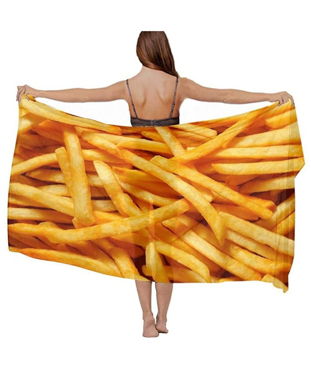 Women Girl Fashion Chiffon Scarf Bikini Cover Up Summer Beach Sarong Wrap - French Fries - C619C47TQD3 $20.30-Cover-Ups