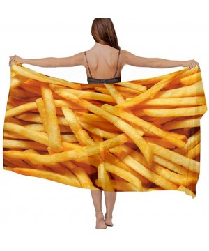 Women Girl Fashion Chiffon Scarf Bikini Cover Up Summer Beach Sarong Wrap - French Fries - C619C47TQD3 $20.30-Cover-Ups