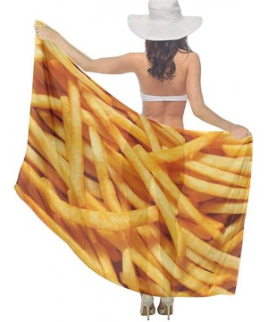 Women Girl Fashion Chiffon Scarf Bikini Cover Up Summer Beach Sarong Wrap - French Fries - C619C47TQD3 $20.30-Cover-Ups