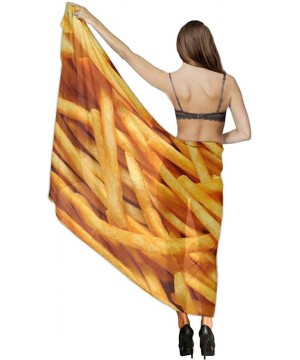 Women Girl Fashion Chiffon Scarf Bikini Cover Up Summer Beach Sarong Wrap - French Fries - C619C47TQD3 $20.30-Cover-Ups