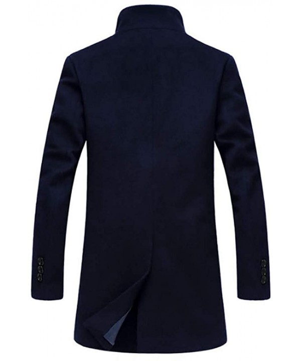 Men's Warm Trench Woolen Coat Business Down Jacket Trench Topcoat M-5XL - Navy - CB192T3SK9N $43.77-Rash Guards