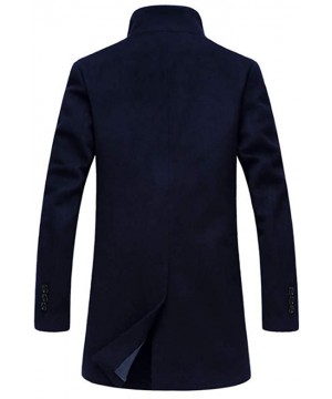 Men's Warm Trench Woolen Coat Business Down Jacket Trench Topcoat M-5XL - Navy - CB192T3SK9N $43.77-Rash Guards