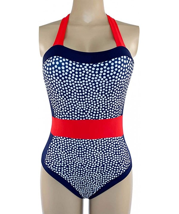 Women's Printed Color Contrast Bathing Suit Swimwear One Piece Swimsuits - Dot Print - C9194IM422K $20.85-One-Pieces