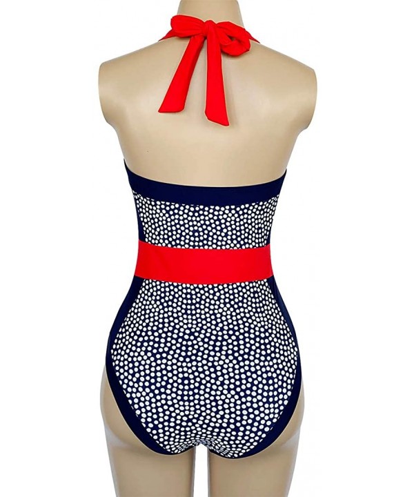 Women's Printed Color Contrast Bathing Suit Swimwear One Piece Swimsuits - Dot Print - C9194IM422K $20.85-One-Pieces