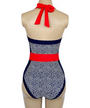 Women's Printed Color Contrast Bathing Suit Swimwear One Piece Swimsuits - Dot Print - C9194IM422K $20.85-One-Pieces