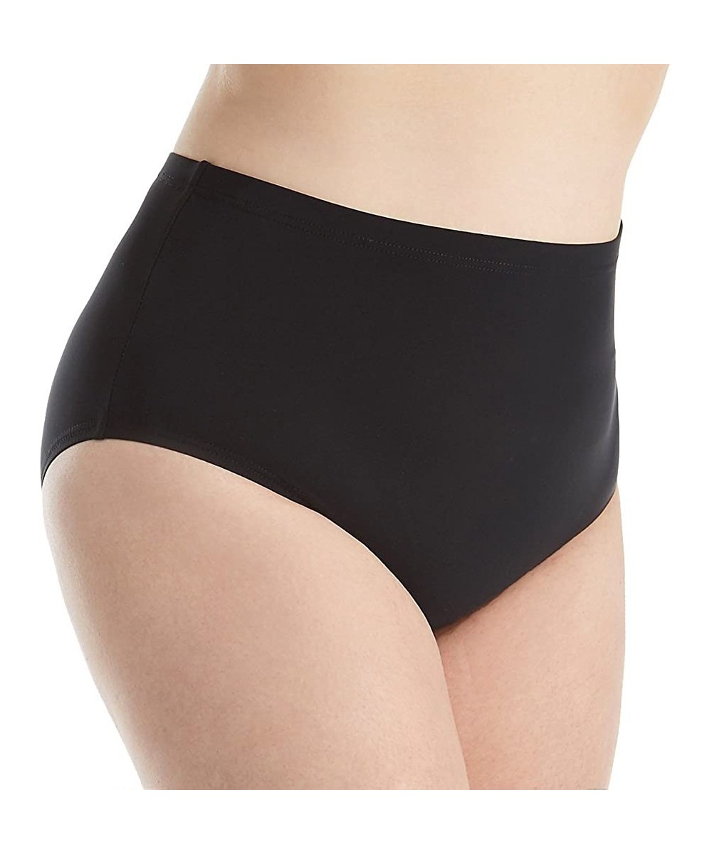 Women's Plus-Size Solid High-Waist Bikini Bottom - Black - CG12MDIGJUD $38.22-Tankinis