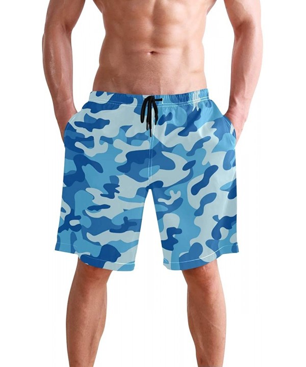 Men's Swim Trunks Wrestle Like You Mean It Quick Dry Beach Board Shorts with Pockets - Blue Camouflage - CW18QSYMM4N $22.19-B...