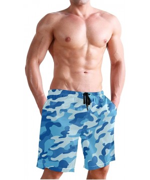 Men's Swim Trunks Wrestle Like You Mean It Quick Dry Beach Board Shorts with Pockets - Blue Camouflage - CW18QSYMM4N $22.19-B...