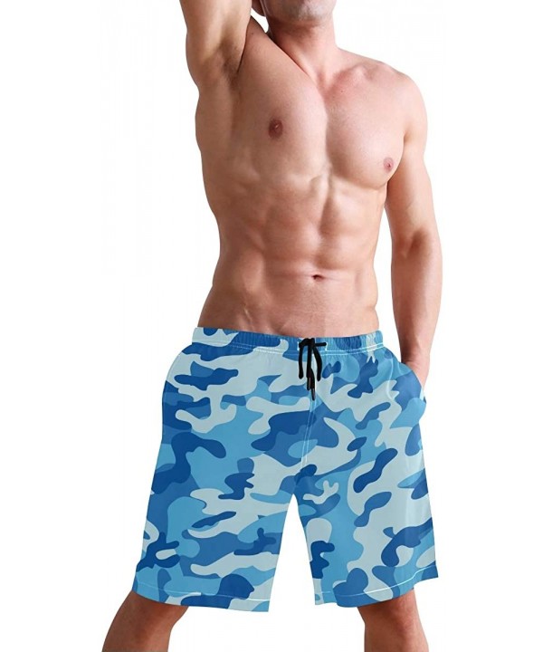 Men's Swim Trunks Wrestle Like You Mean It Quick Dry Beach Board Shorts with Pockets - Blue Camouflage - CW18QSYMM4N $22.19-B...