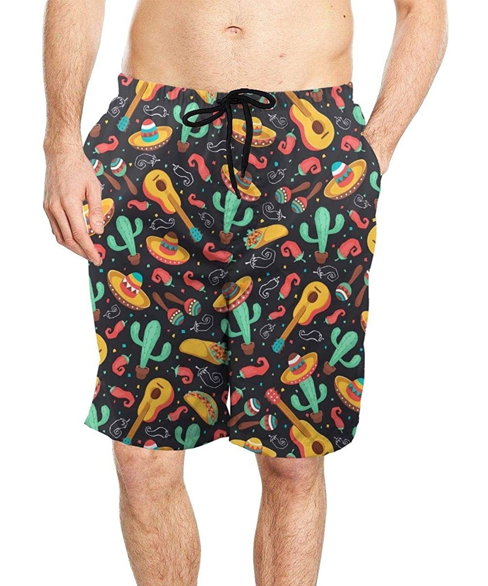 Guitars Cactus and Jalapeno Mens Swim Trunks Summer Casual Quick Dry Swim Shorts - CB18UM7QCWD $38.54-Racing