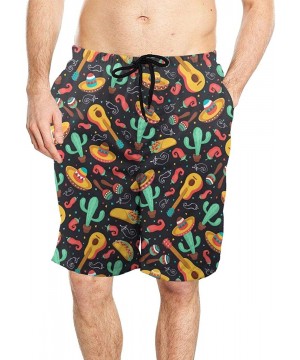 Guitars Cactus and Jalapeno Mens Swim Trunks Summer Casual Quick Dry Swim Shorts - CB18UM7QCWD $38.54-Racing