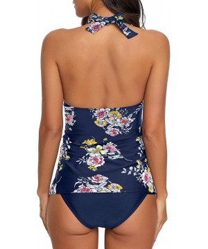 Women's Racerback Colorblock Two Piece Tankini Sets Swimsuit Swimwear - Y Floral Printed - C6199XENEIM $28.85-Sets