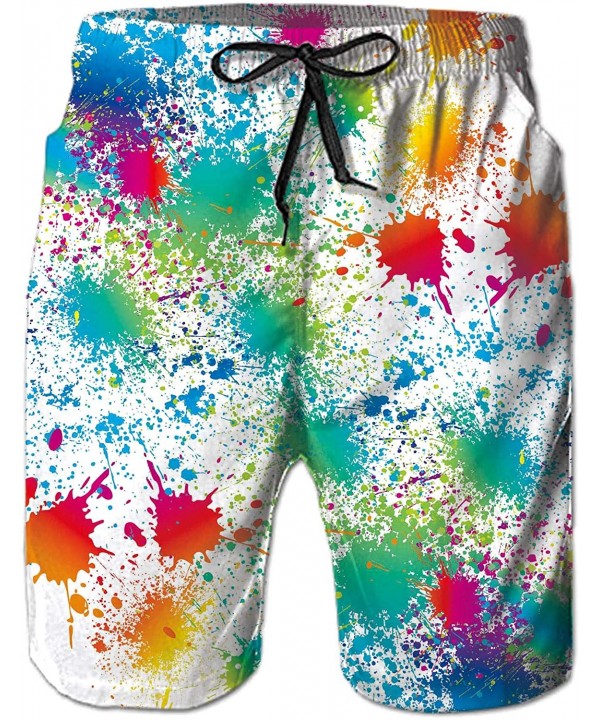 Men's Cool Swimtrunks Quick Dry 3D Printed Casual Hawaiian Mesh Lining Beach Board Shorts with Pockets S-XXXL - B1-paint 03 -...