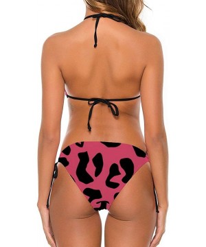 Women Girl Two Piece Adjustable Halter Bikini Set Swimwear Bathing Suits - Cheetah Pink Leopard - C0198XN7KHE $27.29-Sets