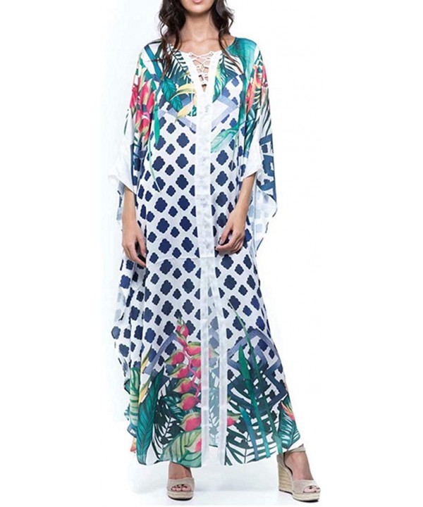 Kaftan Cover Ups for Women Casual Beachwear Long Beach Plus Size Caftan Loungewear Summer Dresses - Spot Print - CG198Y3ZTOT ...