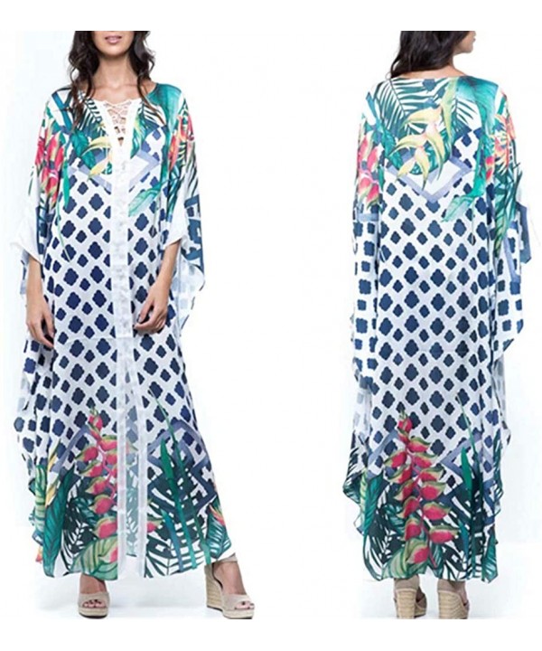 Kaftan Cover Ups for Women Casual Beachwear Long Beach Plus Size Caftan Loungewear Summer Dresses - Spot Print - CG198Y3ZTOT ...