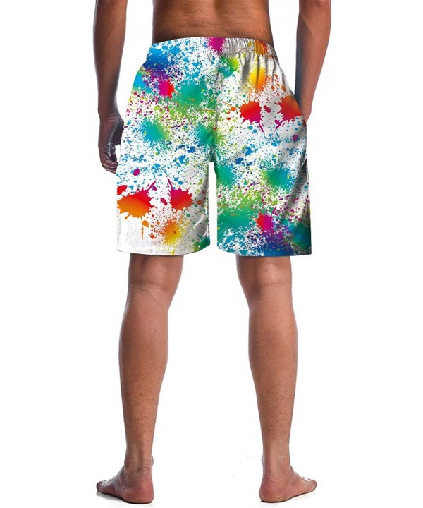 Men's Cool Swimtrunks Quick Dry 3D Printed Casual Hawaiian Mesh Lining Beach Board Shorts with Pockets S-XXXL - B1-paint 03 -...