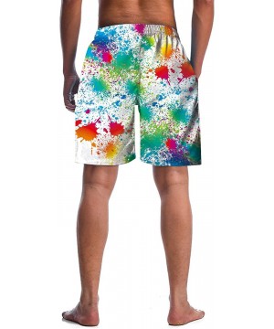 Men's Cool Swimtrunks Quick Dry 3D Printed Casual Hawaiian Mesh Lining Beach Board Shorts with Pockets S-XXXL - B1-paint 03 -...