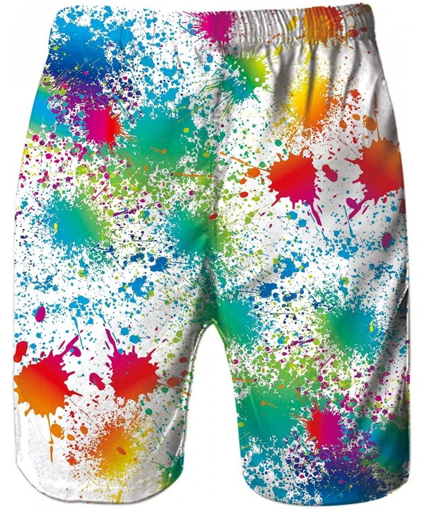 Men's Cool Swimtrunks Quick Dry 3D Printed Casual Hawaiian Mesh Lining Beach Board Shorts with Pockets S-XXXL - B1-paint 03 -...