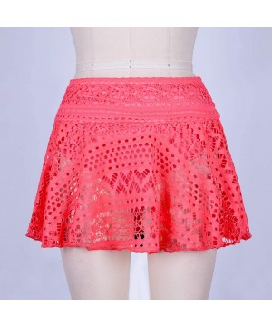 Women Crochet Lace Bikini Bottom Swim Skirt Solid Swimsuit Short S-XXL - Orange Pink - CE18R9UH7IC $17.44-Bottoms