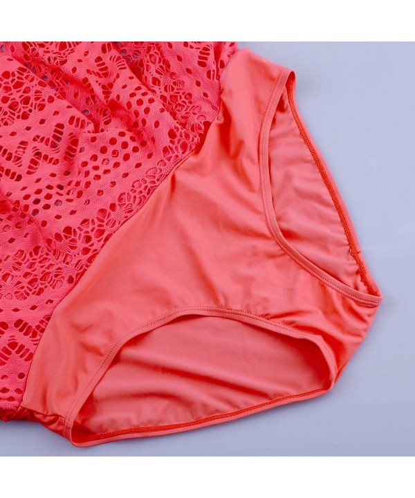 Women Crochet Lace Bikini Bottom Swim Skirt Solid Swimsuit Short S-XXL - Orange Pink - CE18R9UH7IC $17.44-Bottoms