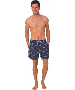 Performance Men's Quick Dry SPF50+ Swim Trunks Water Shorts Swimsuit Beach Shorts with Mesh Lining - Navy Marlin - CE180K6T4U...