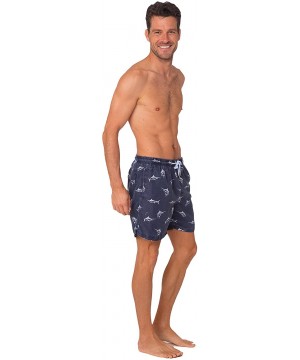 Performance Men's Quick Dry SPF50+ Swim Trunks Water Shorts Swimsuit Beach Shorts with Mesh Lining - Navy Marlin - CE180K6T4U...