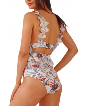 Women's One Piece Swimsuits Swimwear Slimming Bathing Suits for Women - Lace-print - CV18WIZTO60 $30.53-One-Pieces