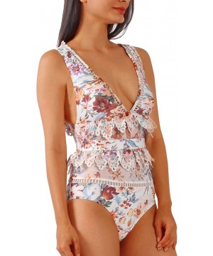 Women's One Piece Swimsuits Swimwear Slimming Bathing Suits for Women - Lace-print - CV18WIZTO60 $30.53-One-Pieces