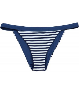 Women's Haze Seamless Fixed Banded Cheeky Bottom - Navy Stripe - CC18CY06LEK $18.72-Bottoms