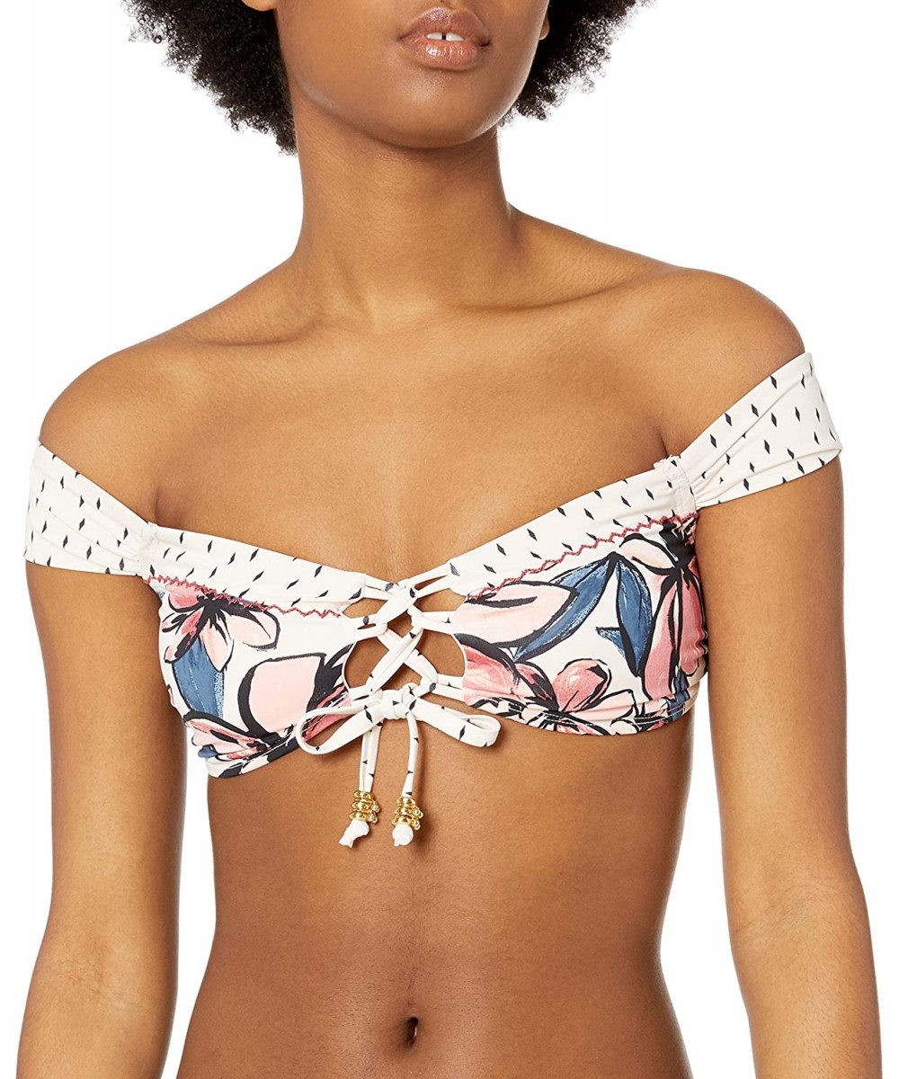 Women's Off The Shoulder Bikini Swim Top - Floral Print - CY18ZQ0MT7I $18.05-Tops