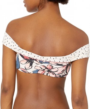 Women's Off The Shoulder Bikini Swim Top - Floral Print - CY18ZQ0MT7I $18.05-Tops