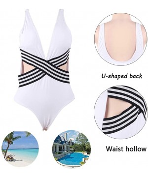 Women's One Piece Swimsuits Tummy Control Swimwear Monikini Bathing Suit Plus Size - White - C618SHIDKWZ $12.81-One-Pieces