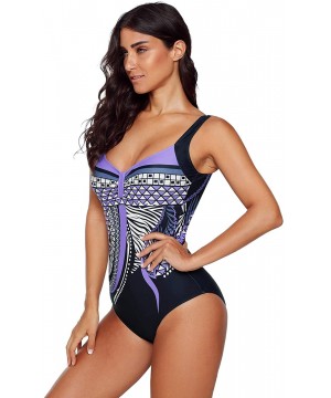 Women's One Piece Rashguard Wetsuit Swimsuit Sun Protection - 410785 Purple - C2195U2WUWQ $24.46-Racing