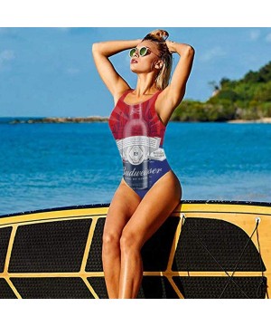 Women's Budweiser High Cut Low Back One Piece Swimwear Bathing Suits - Budweiser4 - CY19CK6AX69 $25.34-One-Pieces