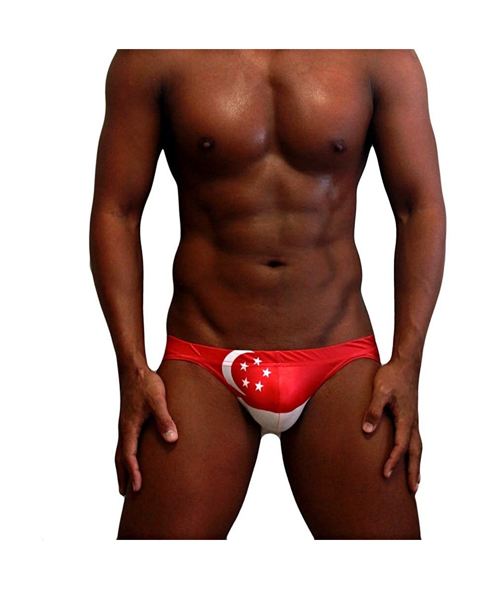 Men Sexy Contour Pouch- Low Rise- Swimming Briefs -National Flag - Ns-605 (Singapore) - CH12K8IUK3R $38.67-Briefs