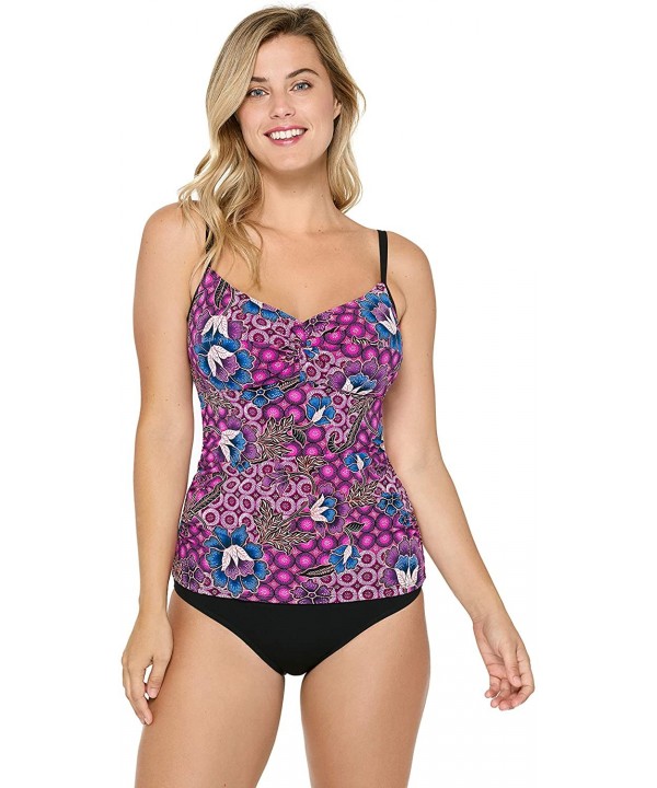 Women's Cami D-Cup Twist Front Tankini Swimsuit - Kazzbar - CW18HZ7H3CM $36.38-Tankinis