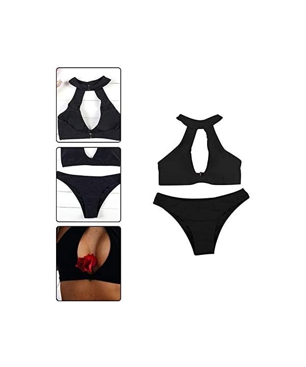 Women Swimsuits Round Collar Swimwear Low-Waisted Bikini - Khaki - C118U30AT4O $15.19-Racing